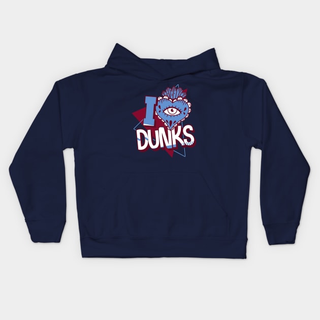 I Love Dunks Valour Blue Team Maroon Kids Hoodie by funandgames